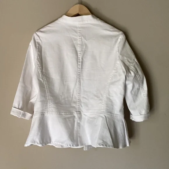 New Directions Petite White Jean Blazer w/ Zipper Accents Size Petite L - Picture 3 of 10